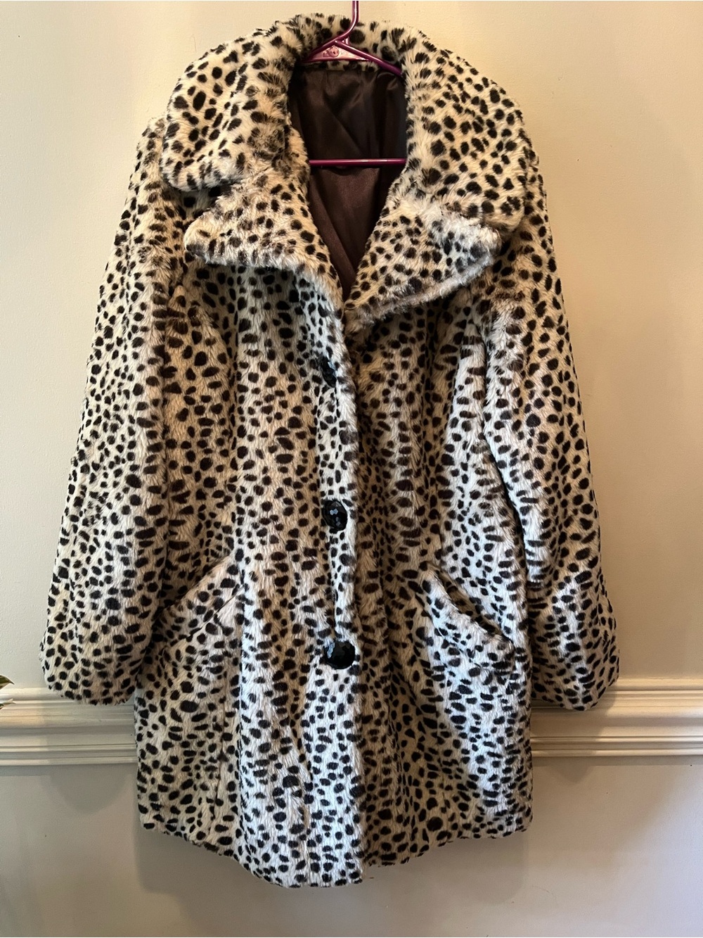 Vintage Y2K 2000s East 5th Faux Fur Leopard-Print Coat
